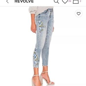 embroidered skinny jeans